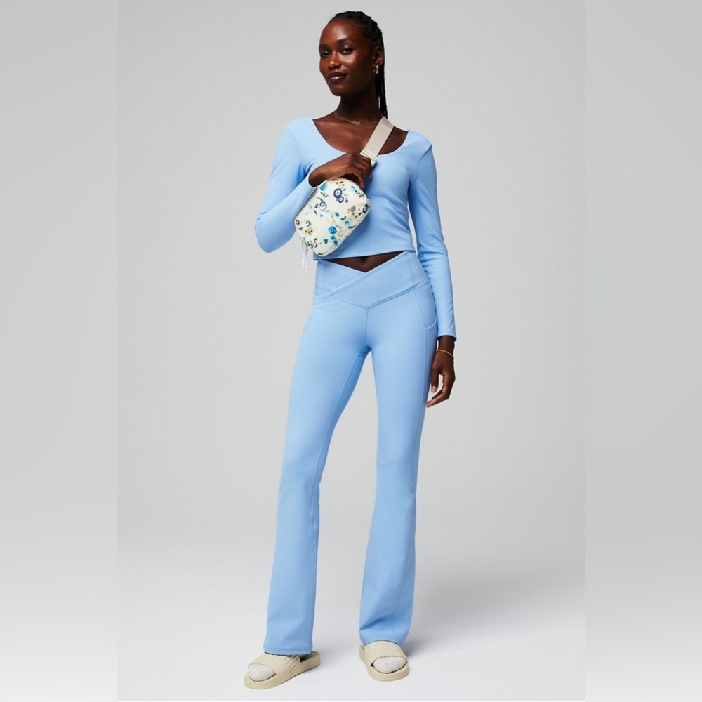 Oasis Rib HW Crossover Kick Flare Bali blue